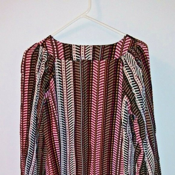 Velzera tunic top striped herring bone pattern relaxed fit boho peasant modest - Picture 5 of 8